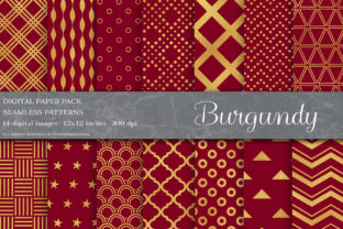 Gold Burgundy Digital Papers, Patterns