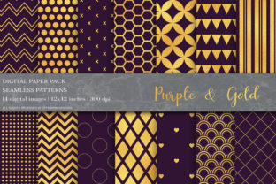 Purple Gold Geometric Digital Papers